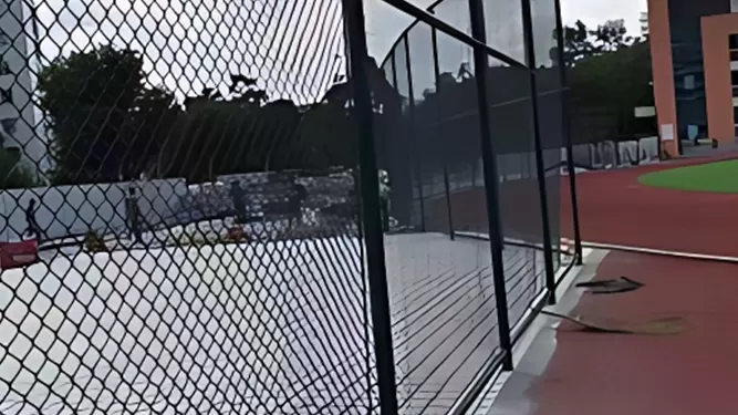 Basketball Court Fence Installation at Dongguan Nancheng Cultural Plaza